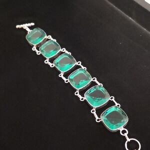 Elegant Silver and Green Bracelet
